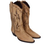 Davinia Shoes Botas de Mujer Elegantes con Tacon Campero y Adornos Bordados, Cierre Lateral con Cremallera, Puntera Fina Shoes&Blues.es M4751-Camel