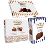 Pack Lacasa bombones chocolate con leche 72 G & bombones surtido 95 G & bombones corazón tres chocolates 200 g