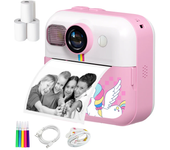 Kids Mini Instant Print Camera 2.4 Inch Screen Child Digital Camera 48MP 1080P Video Thermal Printer Gift for Christmas/Birthday