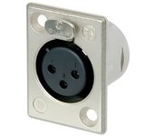 Neutrik - conector xlr chasis hembra - 3 pines - contactos plateados - carcasa niquelada - contactos plateados