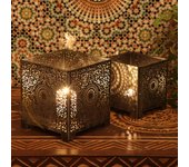 FAROL ORIENTAL FEZ - JUEGO DE 2 PORTAVELAS - 14x13x13cm - ESTILO MARROQUÍ