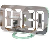 Reloj digital de pantalla grande, despertador con superficie de espejo, con 2 puertos de carga USB, atenuación automática, función de repetición, pequeño reloj eléctrico de escritorio para dormitorio, oficina