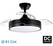 Fabrilamp - Ventilador Dc 48w Olimpia Negro 3aspas 91d 4800lm 6vel 3000k,4500k,6000k, Remoto+temporizador+memoria