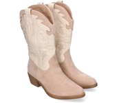Davinia Shoes Botas Cowboy para Mujer, Comodas y Elegantes, Detalles Bordados en la Caña y Cierre Lateral de Cremallera. Shoes&Blues.es HQ360-Beige
