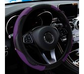 Car Steering Wheel Cover Breathable Anti Slip PU Leather Steering Covers Suitable 37-38.5cm Auto Decoration Carbon Fiber