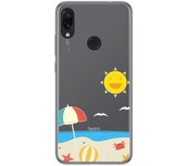 Tumundosmartphone Funda Gel Transparente para Xiaomi Redmi Note 7 diseño Playa Dibujos