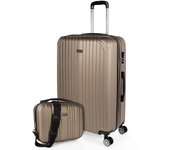 Itaca - Juego De Maletas De Viaje Ligeras 2 Pzs. Set Trolley ABS 4 Ruedas Grande + Neceser Rígidas. Conjunto Equipaje Avión. Candado Con Combinación T71570B