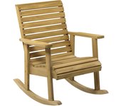 Outsunny Silla Mecedora de Madera Mecedora Balancín con Reposabrazos y Diseño Listones Carga 130 kg para Jardín Terraza Porche Patio 86x64x85 cm Natural