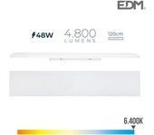 Regleta led 48w 6400k luz fria 4800lm 12x120x4,5cm edm