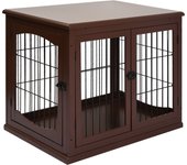 PawHut Jaula para Perros para el Hogar, Casa para Perros con 2 Entradas, Jaula para Perros con Cerradura, Casa para Perros pequeños, Marrón, 58,5 x 81 x 66 cm