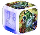 Ninjago LED Reloj despertador Digital 7 Luz colorida decoración dormitorio with Tiempo, temperaturas, Alarma, fajitas para niños