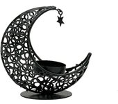 Candelabro de luna, candelabro de té, candelabro de metal negro para decoración del hogar, candelabros de té con forma de luna, candelabros románticos, candelabro de media luna, tipo 3