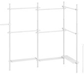 Vestidor de Acero con Perchero de Ropa de 3 Niveles, Ajustable en Altura y Anchura, Organizador de Armario con Estante Extraíble, Blanco Mate