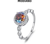 MODIAN 925 Sterling Silver Rainbow Colorful Zirconia Stackable Finger Rings For Women Romantic Wedding Fine Jewelry Gifts