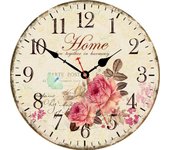 Decorative Estilo Relojes de Pared Flores Vintage Floral de Madera Redondo Reloj de Pared 14 Pulgadas Inicio Flores