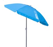 Aktive - Sombrilla playa antiviento.180 cm, 200 cm o 220 cm, Max Air, azul, forma octogonal, poliéster con protección UV50 y revestimiento plateado, 8 varillas fibra de vidrio, mástil inclinable Ø28/32 mm, incluye funda con asa, con ventilación superior
