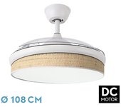 FABRILAMP Ventilador DC Moda Blanco 72W | Aspas Desplegables | 7200lm 3000k-4000k-6000k