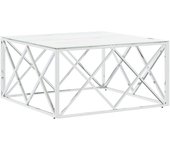 vidaXL Mesa de centro acero inoxidable y vidrio 80x80x40 cm Plateado, Dorado, Plateado y blanco Mesita de Salón o Comedor o Auxiliar Mesa de Café Meuble Salón