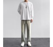 2023 New Korean Men's Casual Long Jeans Classic Man Straight Denim Wide-leg Pants Solid Color Light Blue Grey Black 3XL