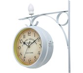 Reloj de pared de doble cara, estilo europeo de doble cara Reloj de pared reloj de jardín para fijación al aire libre (blanco)