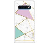 Funda compatible con Samsung Galaxy S10 Plus - mármol colores franja dorada
