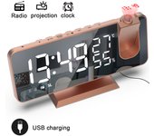 Reloj Digital LED para mesa, despertador electrónico de escritorio, Radio FM, proyector de tiempo, función de repetición, alarma