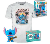 Funko Pop and Tee  Stitch Ukelele Flocked Exclusivo  Lilo y stitch Pop Vinyl figura Disney talla S