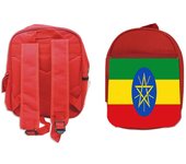 MERCHANDMANIA PACK MOCHILA ROJA Y ESTUCHE bandera etiopia pais gobierno etíope school material