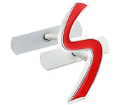 AUTOZOCO Insignia S para Parrilla Coche, Emblema S Parrilla, Insignia Diseño de Coche S, Compatible con Mini Cooper S, R56, R53, F56, R50, R52, R57, Aleación de Metal, Medidas 6 x 5 cm, Rojo y Plata