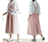 Brief Nordic Wind Pleated Skirt Cotton Linen Apron Women Girls Vintage Apron Gardening Works Cross Back Pinafore Dress