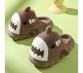 Pantuflas de algodón de tiburón de suela gruesa de invierno para mujer, pantuflas de algodón para padres e hijos, pantuflas de algodón cálidas de felpa antideslizantes para interiores para el hogar