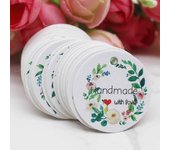 100Pcs Handmade with love /Thank You Flower DIY White Tags Wedding candy Gift Wrapping Paper Hang Paper Tags cookies Supplies