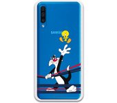 Funda original compatible con Samsung Galaxy A50 - A50s - A30s - Sylvestre y Piolin azul y rojo