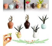 Mini jarrones magnéticos para nevera, mini jarrones magnéticos, bonitos jarrones con forma de planta, floreros de cerámica 3D para decorar la nevera, la cocina, el armario y la oficina (5 unidades/A)