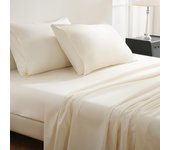 Juego de sábanas tamaño Queen-Juego de sábanas de microfibra cepillada ultra suave-Bolso profundo de hasta 16 " - Sin arrugas - 4 piezas (Queen, Blanco cream)