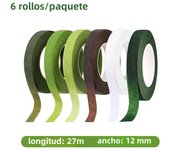 LMDZ 6 Pieces Multicolor Floral Tape Flower Tape Floral Stem Wrap Tape Bouquet Tape 30 Yard/Roll for Floral Crafts