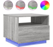 vidaXL Mesa de centro con luces LED 50x49x40 cm Blanco, Negro, Roble Sonoma Mesita de Salón o Comedor o Auxiliar Mesa de Café Meuble Salón