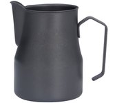 Taza para espumar leche con salida de olécranon y boca de extracción con diseño de calavera, jarra para espumar leche de acero inoxidable, 550 ml, color negro