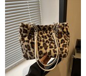 Bolso de mano Grande de Leopardo para Mujer, Bolso de hombre esponjoso de lujo, Cadena de gran capacidad,