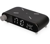 Despertador cargador inalámbrico KSIX 10W, Tecnología Qi, Indicador de temperatura, Negro