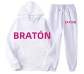 Two Piece Set Autumn Woman Hoodie & Pants Warm Comfortable Fleece Pullover Y2K Pink Bratz Letter Print Sportswear Street Clothes