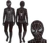 Black Spiderman Cosplay Costume Party Jumpsuit Fitted Kids Clothes Spiderman Face Paint-c