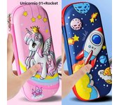 3D Astronaut Unicorn 2Pcs Children Pencil Case EVA Large Capacity Waterproof Light Pencil Box for Student School Stationery Bag