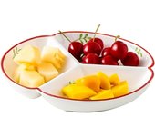 Plato llano para pasta, fruta y ensalada, plato dividido para dieta bariátrica, apto para microondas y lavavajillas, vajilla de porcelana (C, 8 pulgadas)
