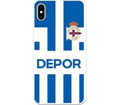 Funda original compatible con iPhone XS Max - RC Deportivo camiseta rayas blanquiazul - TPU MATE
