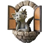 Lovely Courtyard Dinosaur Sculpture Wall Decoration, Weatherproof Resin Statue Miniatures Little Dragon