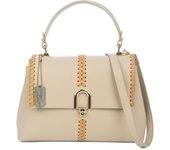 FIRENZE ARTEGIANI Ballabio bolso tote mujer. Piel auténtica Dollaro. Fabricado en Italia 32x12x22 Cm. Color: Taupe