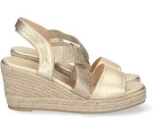 Davinia Shoes Sandalia de Cuña para Mujer, Comoda, Pala Simple, Forrada de Yute, y Elasticos Cruzados en el Empeine Shoes&Blues.es A-2376-Oro