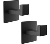 2 Piezas Ganchos Toallas Ropa de Puerta Armario Autoadhesivo sin Taladro Percha de Túnica de SUS 304 Acero Inoxidable Pared Colgador Adhesivo Baño Cocina Garaje (Negro Yaguang)