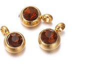 10Pcs 6mm Stainless Steel Birthstones Charms Pendants Rhinestone Crystal Beads Pendant for Necklace Bracelet Jewelry Making